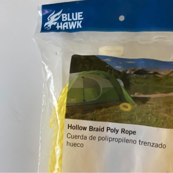 Blue Hawk 100’ X 1/4” Yellow Hollow Nylon Rope Safe Working Load 110 LBS NEW - Picture 7 of 8